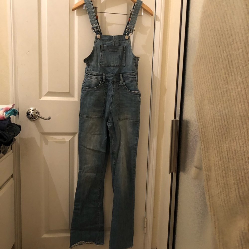 Light-Wash Flare Jegging Overalls